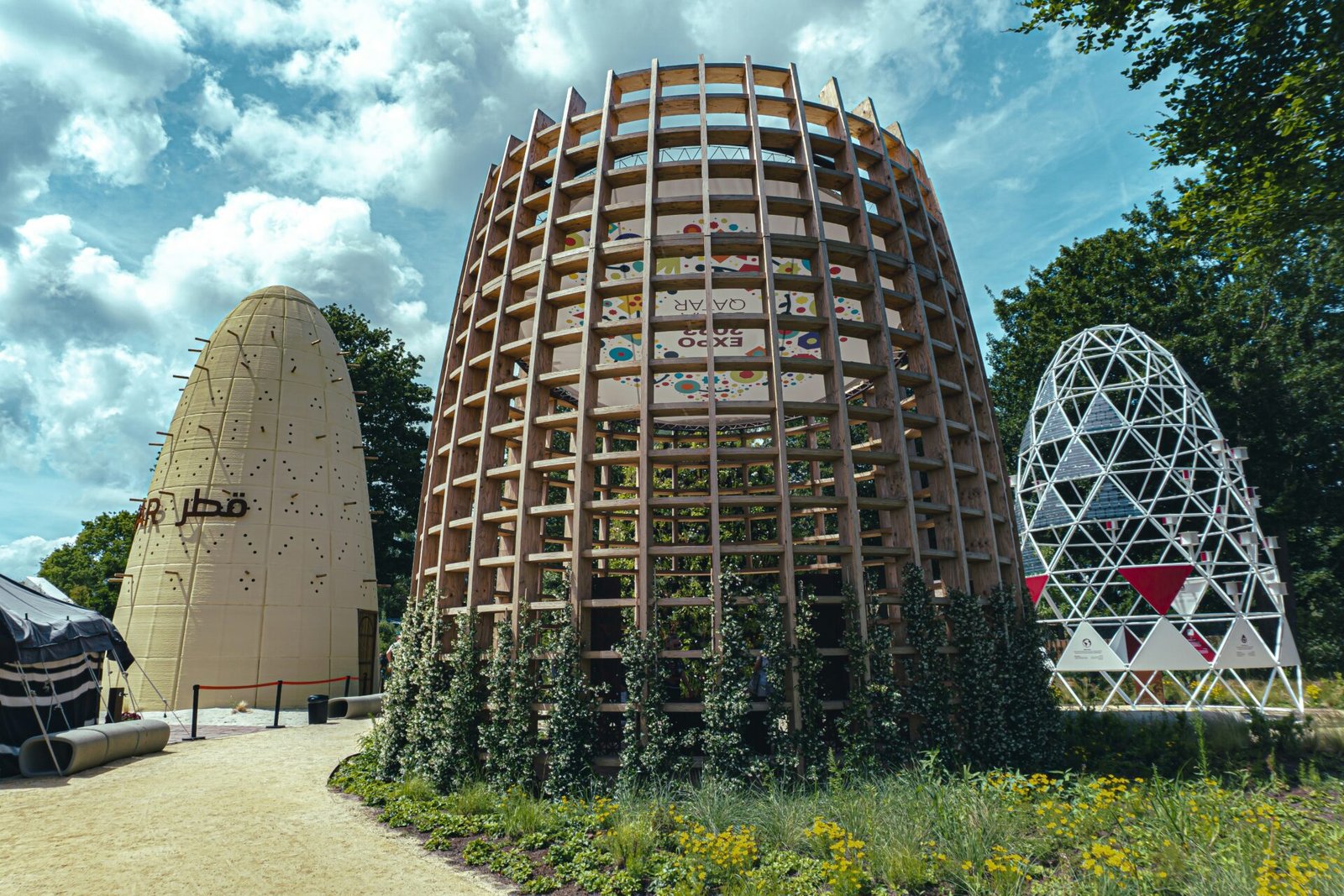 a building with a ferris wheel